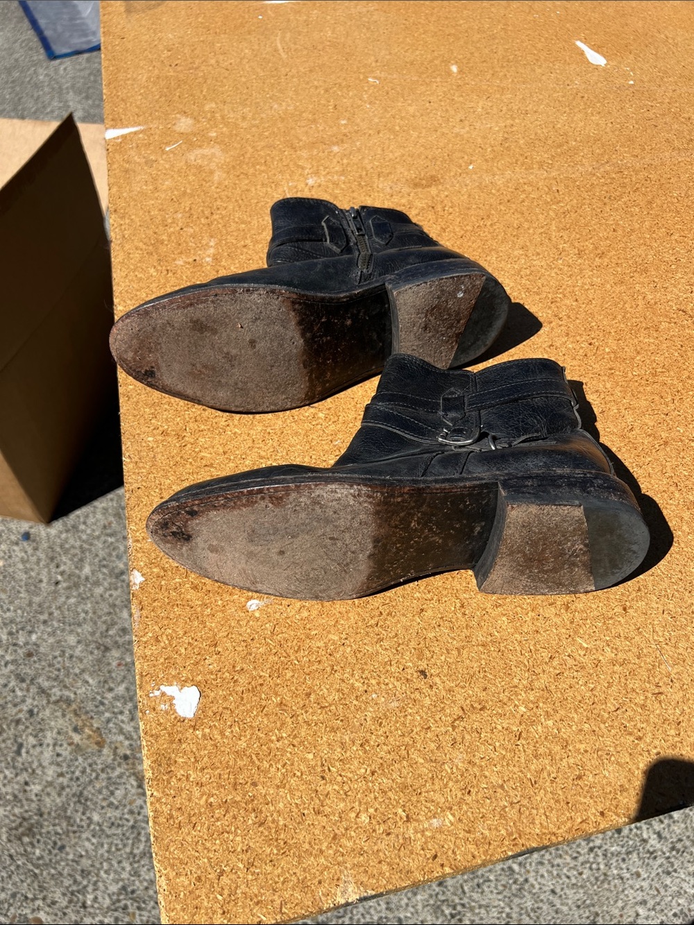 Frye Black Leather Zip & Buckle Ankle Boots - Picture 3 of 3
